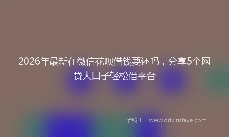 2026年最新在微信花呗借钱要还吗,分享5个网贷大口子轻松借平台