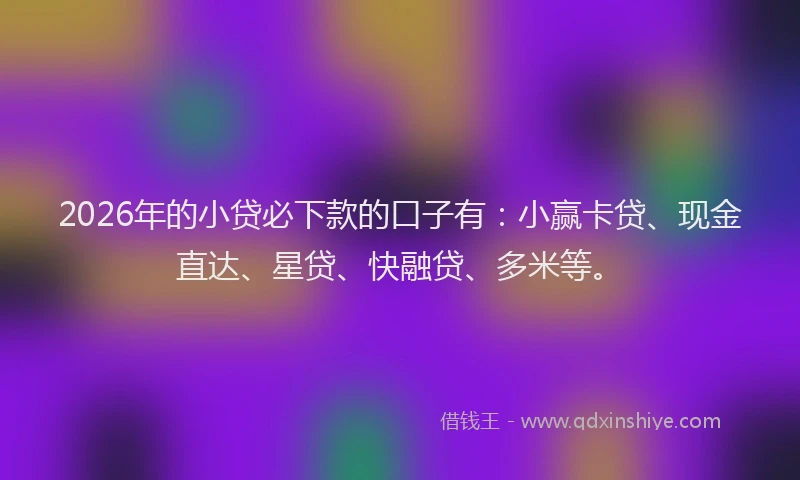 2026年的小贷必下款的口子有：小赢卡贷、现金直达、星贷、快融贷、多米等。