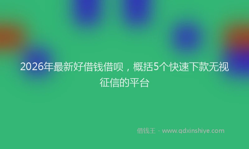 2026年最新好借钱借呗，概括5个快速下款无视征信的平台