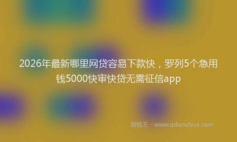 2026年最新哪里网贷容易下款快，罗列5个急用钱5000快审快贷无需征信app