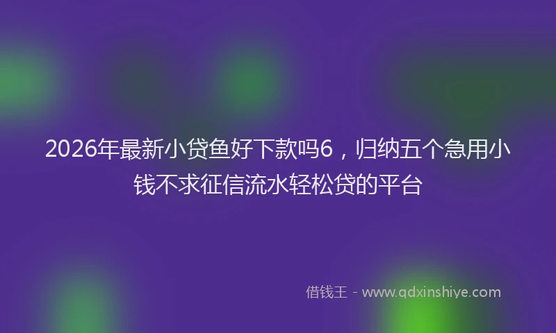 2026年最新小贷鱼好下款吗6，归纳五个急用小钱不求征信流水轻松贷的平台