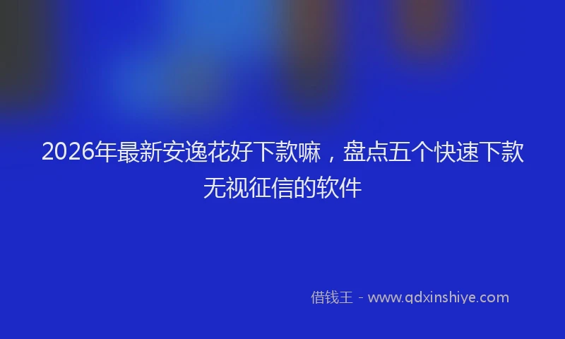 2026年最新安逸花好下款嘛，盘点五个快速下款无视征信的软件