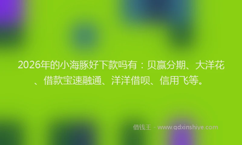 2026年的小海豚好下款吗有：贝赢分期、大洋花、借款宝速融通、洋洋借呗、信用飞等。