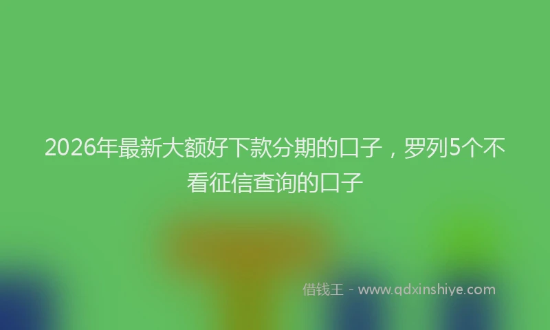 2026年最新大额好下款分期的口子，罗列5个不看征信查询的口子
