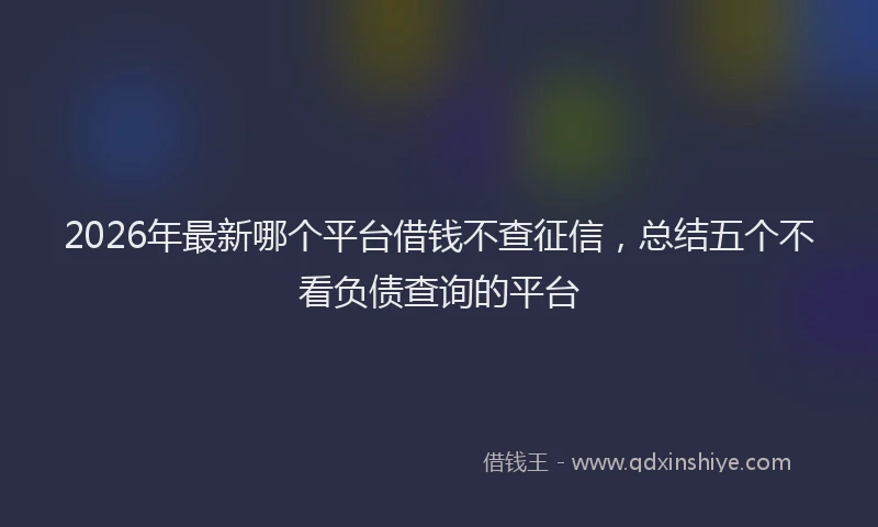 2026年最新哪个平台借钱不查征信，总结五个不看负债查询的平台