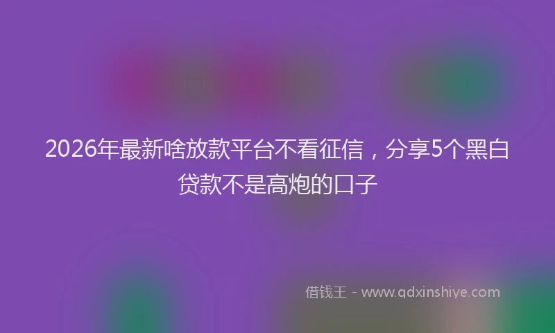 2026年最新啥放款平台不看征信，分享5个黑白贷款不是高炮的口子