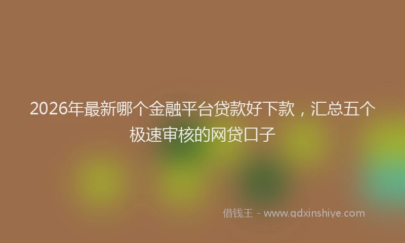 2026年最新哪个金融平台贷款好下款,汇总五个极速审核的网贷口子