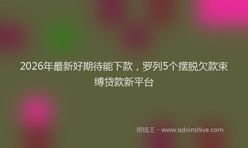 2026年最新好期待能下款，罗列5个摆脱欠款束缚贷款新平台