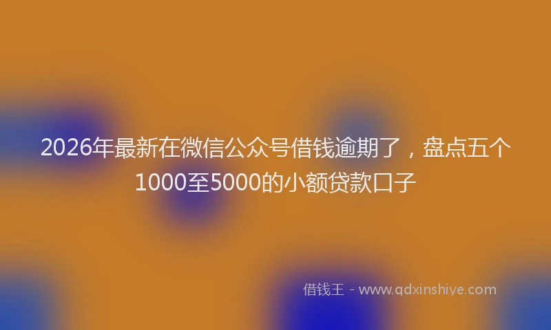 2026年最新在微信公众号借钱逾期了，盘点五个1000至5000的小额贷款口子
