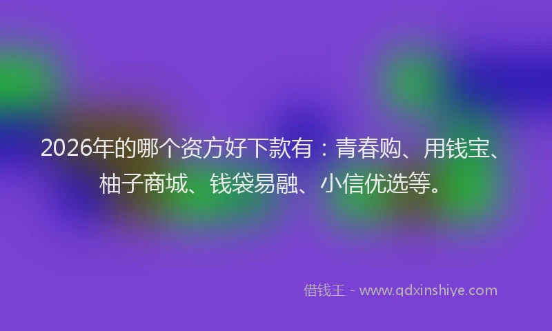 2026年的哪个资方好下款有：青春购、用钱宝、柚子商城、钱袋易融、小信优选等。