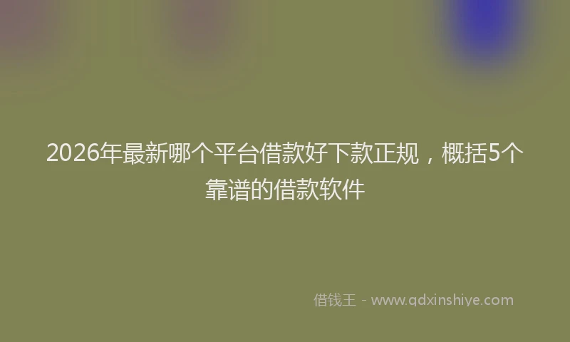 2026年最新哪个平台借款好下款正规,概括5个靠谱的借款软件