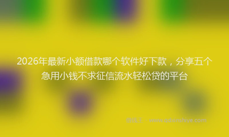 2026年最新小额借款哪个软件好下款，分享五个急用小钱不求征信流水轻松贷的平台