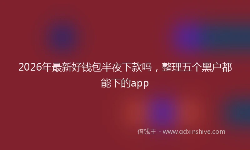 2026年最新好钱包半夜下款吗，整理五个黑户都能下的app