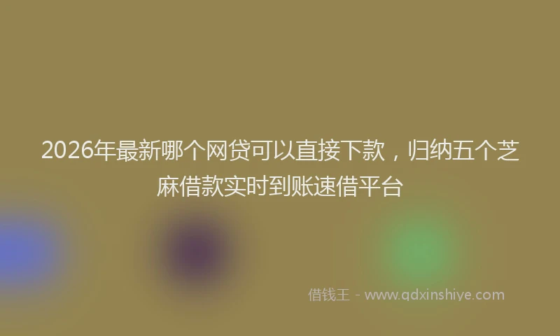 2026年最新哪个网贷可以直接下款，归纳五个芝麻借款实时到账速借平台