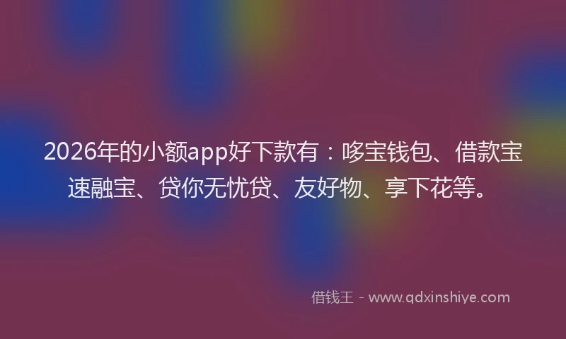2026年的小额app好下款有：哆宝钱包、借款宝速融宝、贷你无忧贷、友好物、享下花等。