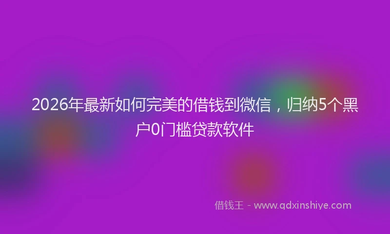 2026年最新如何完美的借钱到微信，归纳5个黑户0门槛贷款软件