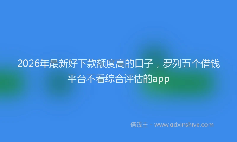 2026年最新好下款额度高的口子，罗列五个借钱平台不看综合评估的app