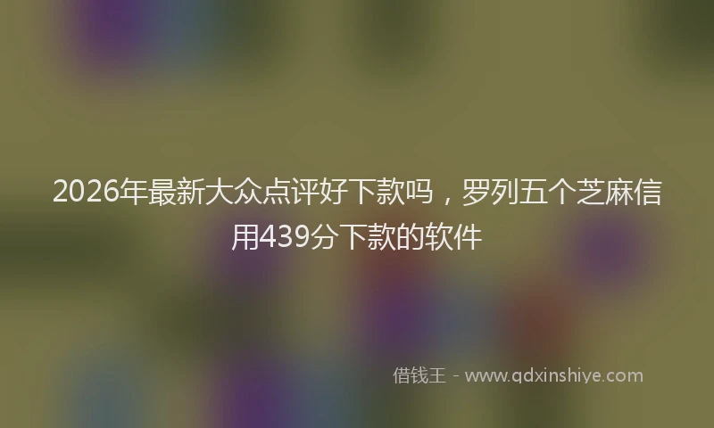 2026年最新大众点评好下款吗,罗列五个芝麻信用439分下款的软件