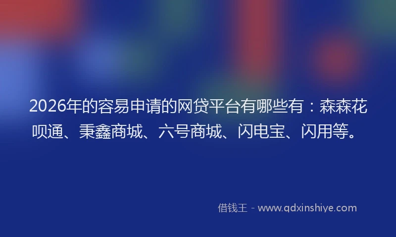 2026年的容易申请的网贷平台有哪些有：森森花呗通、秉鑫商城、六号商城、闪电宝、闪用等。