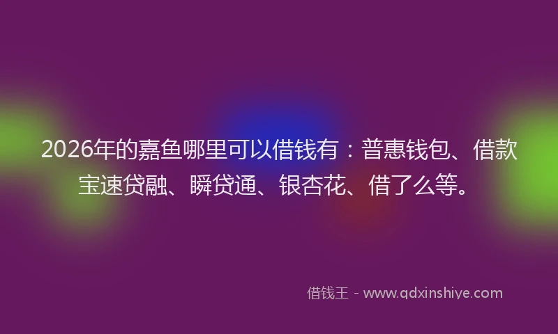 2026年的嘉鱼哪里可以借钱有：普惠钱包、借款宝速贷融、瞬贷通、银杏花、借了么等。