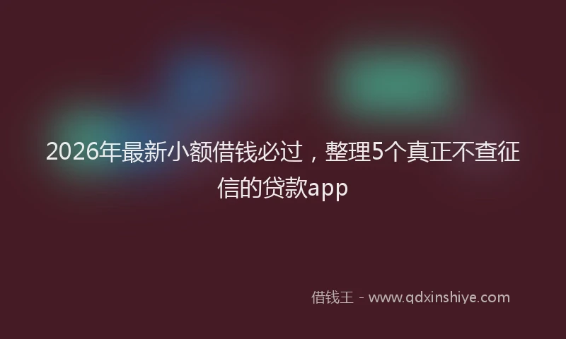 2026年最新小额借钱必过，整理5个真正不查征信的贷款app