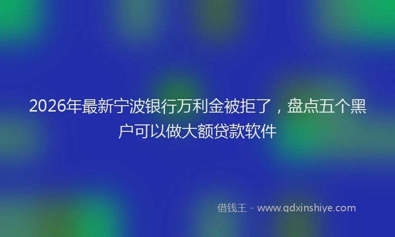 2026年最新宁波银行万利金被拒了，盘点五个黑户可以做大额贷款软件