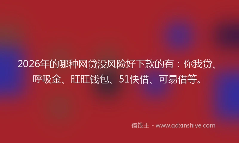 2026年的哪种网贷没风险好下款的有:你我贷、呼吸金、旺旺钱包、51快借、可易借等。