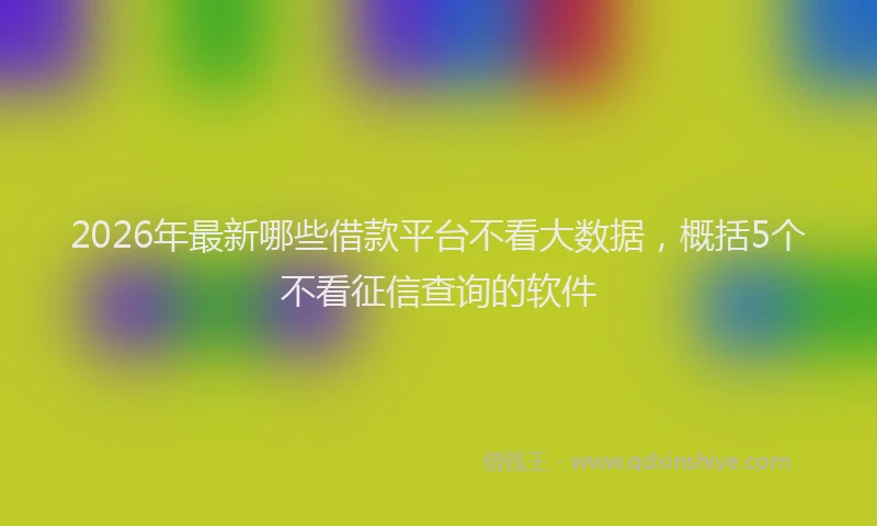 2026年最新哪些借款平台不看大数据，概括5个不看征信查询的软件