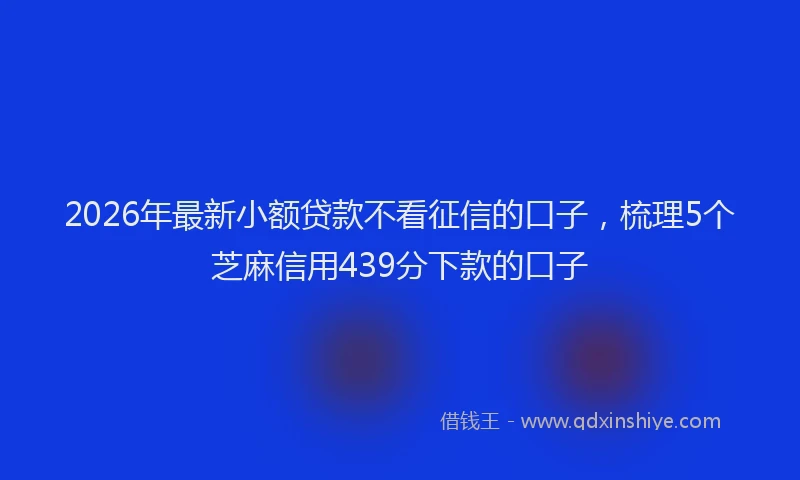 2026年最新小额贷款不看征信的口子，梳理5个芝麻信用439分下款的口子