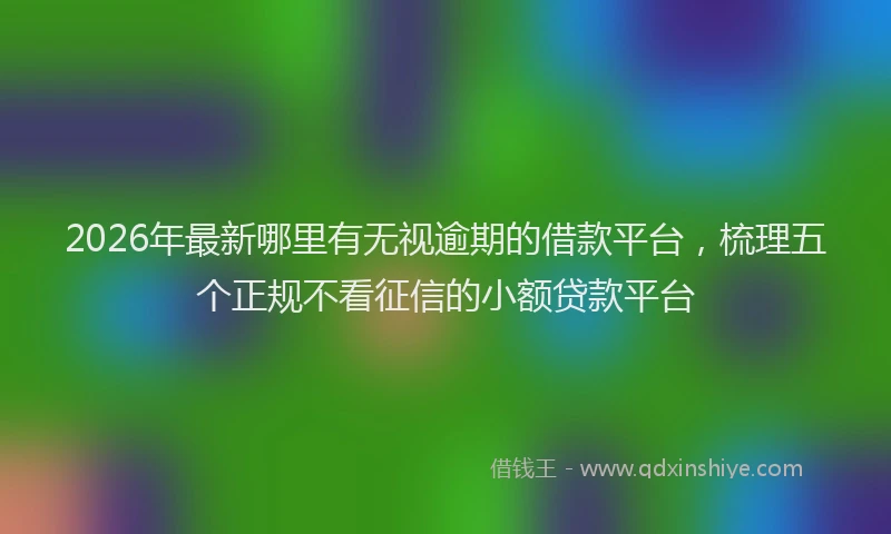 2026年最新哪里有无视逾期的借款平台,梳理五个正规不看征信的小额贷款平台