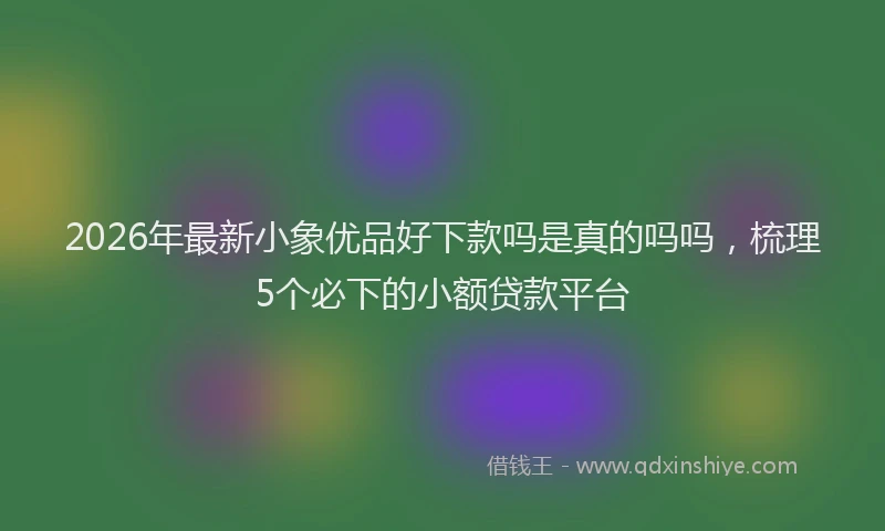 2026年最新小象优品好下款吗是真的吗吗，梳理5个必下的小额贷款平台