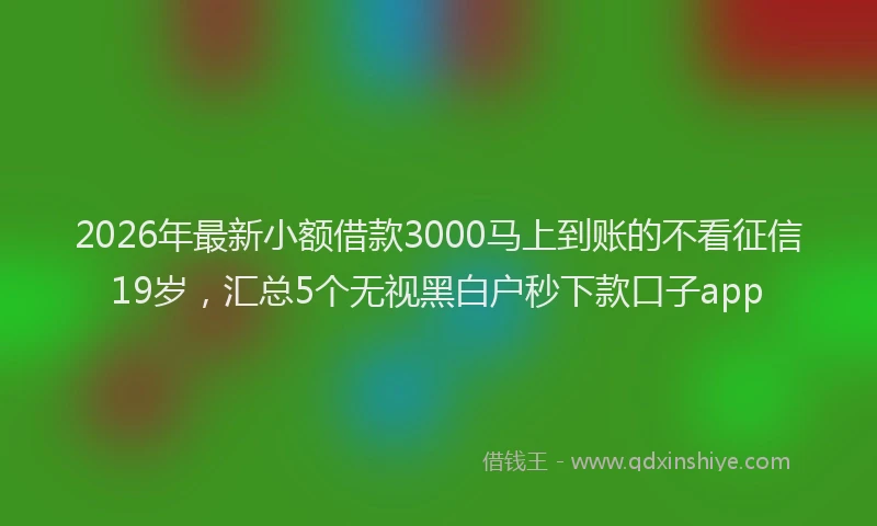2026年最新小额借款3000马上到账的不看征信19岁，汇总5个无视黑白户秒下款口子app