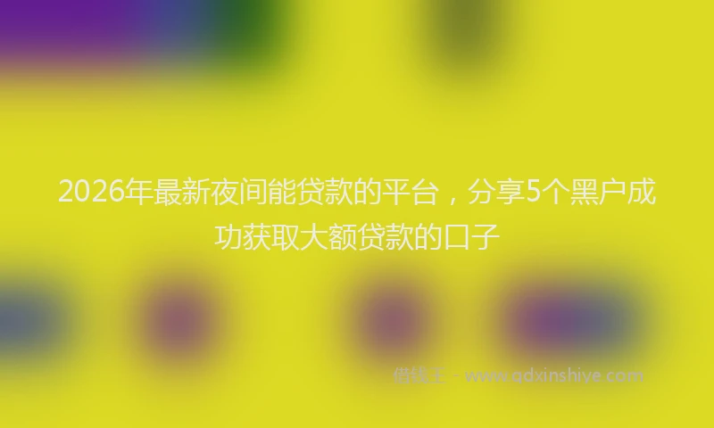 2026年最新夜间能贷款的平台，分享5个黑户成功获取大额贷款的口子