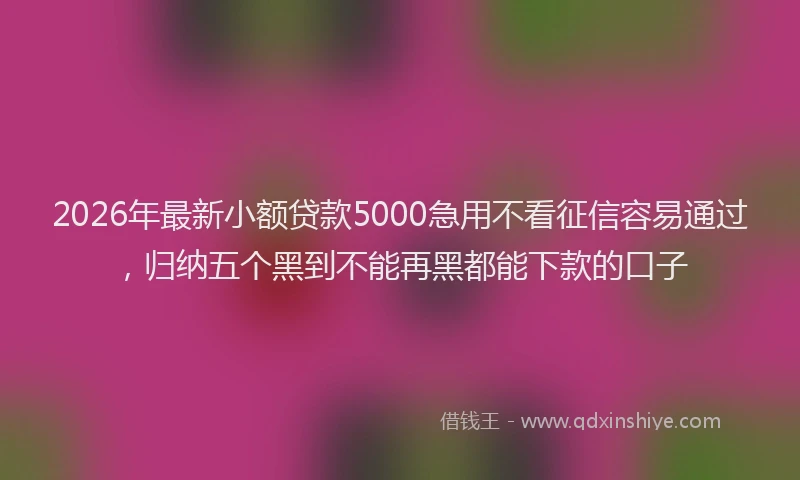 2026年最新小额贷款5000急用不看征信容易通过，归纳五个黑到不能再黑都能下款的口子