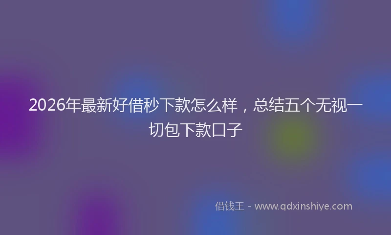 2026年最新好借秒下款怎么样，总结五个无视一切包下款口子