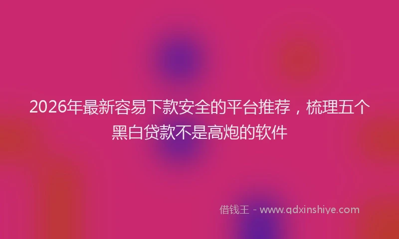 2026年最新容易下款安全的平台推荐，梳理五个黑白贷款不是高炮的软件