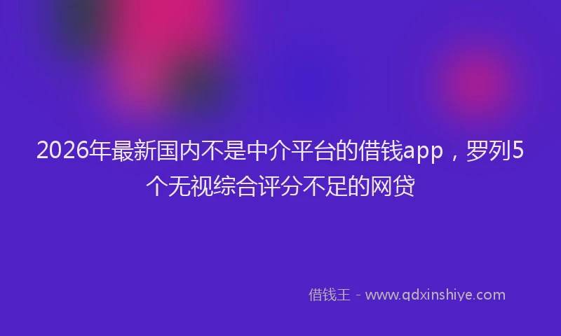 2026年最新国内不是中介平台的借钱app，罗列5个无视综合评分不足的网贷