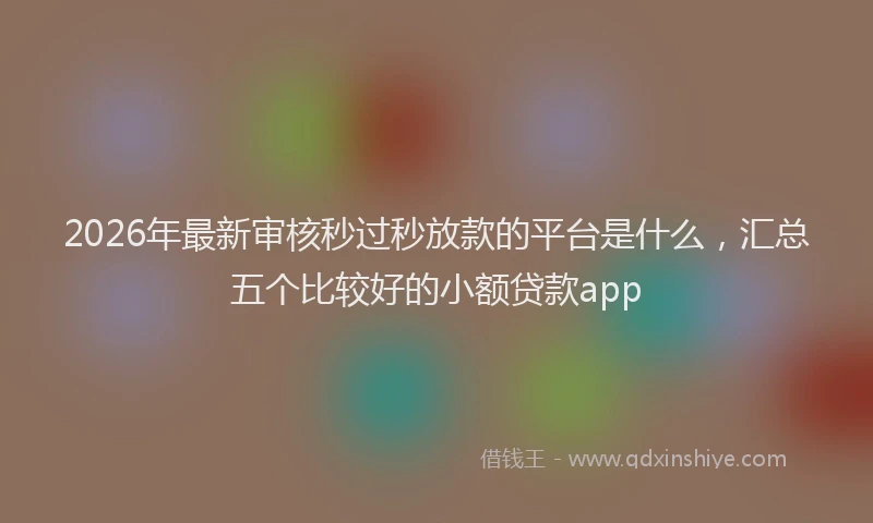 2026年最新审核秒过秒放款的平台是什么，汇总五个比较好的小额贷款app