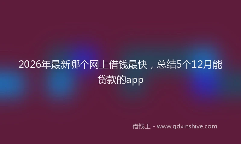 2026年最新哪个网上借钱最快，总结5个12月能贷款的app
