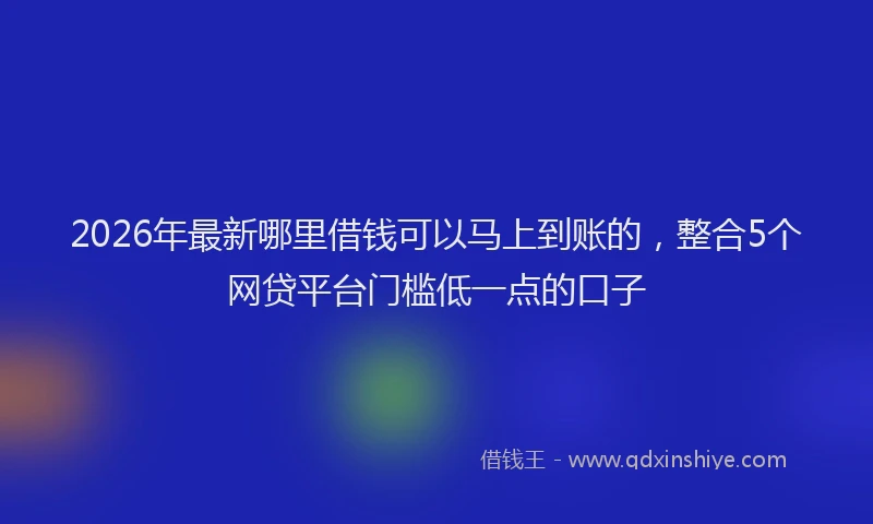 2026年最新哪里借钱可以马上到账的，整合5个网贷平台门槛低一点的口子
