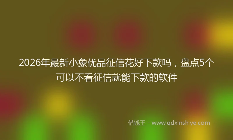 2026年最新小象优品征信花好下款吗，盘点5个可以不看征信就能下款的软件