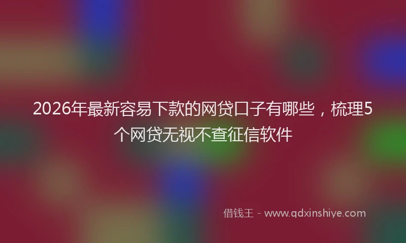 2026年最新容易下款的网贷口子有哪些，梳理5个网贷无视不查征信软件