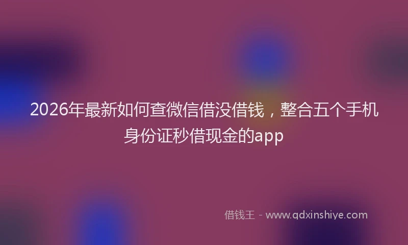 2026年最新如何查微信借没借钱，整合五个手机身份证秒借现金的app