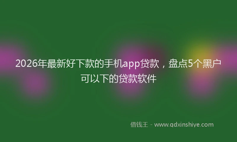 2026年最新好下款的手机app贷款，盘点5个黑户可以下的贷款软件