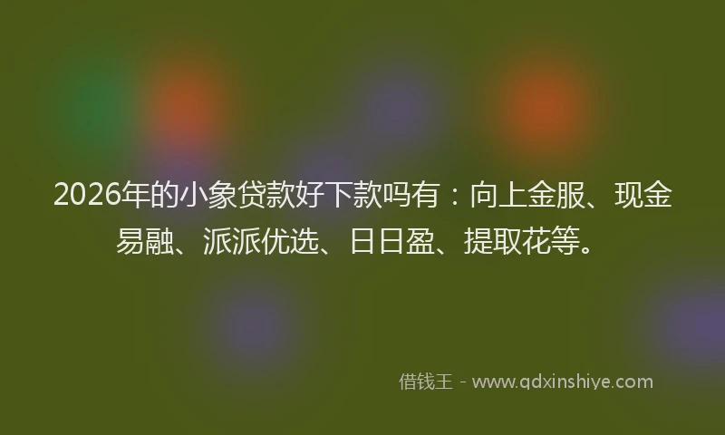 2026年的小象贷款好下款吗有：向上金服、现金易融、派派优选、日日盈、提取花等。