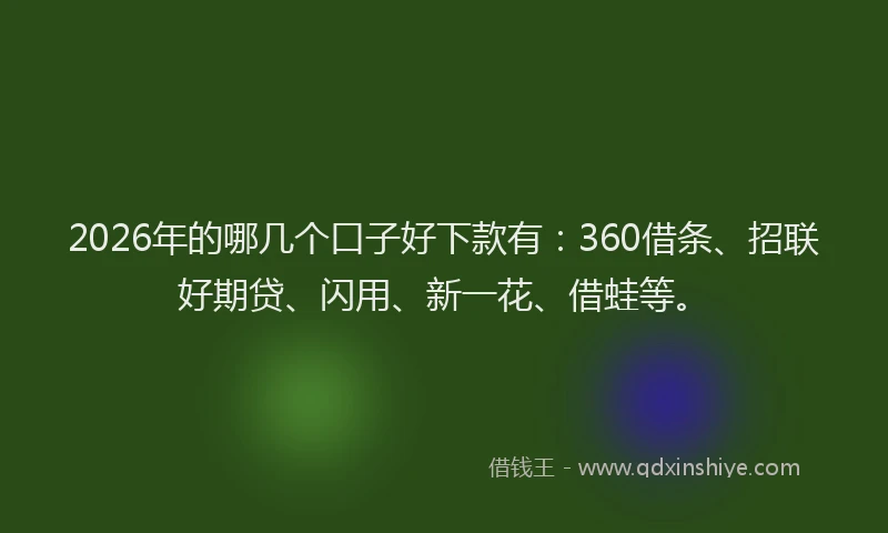 2026年的哪几个口子好下款有:360借条、招联好期贷、闪用、新一花、借蛙等。