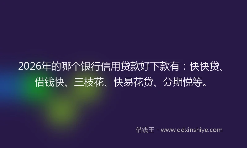 2026年的哪个银行信用贷款好下款有：快快贷、借钱快、三枝花、快易花贷、分期悦等。