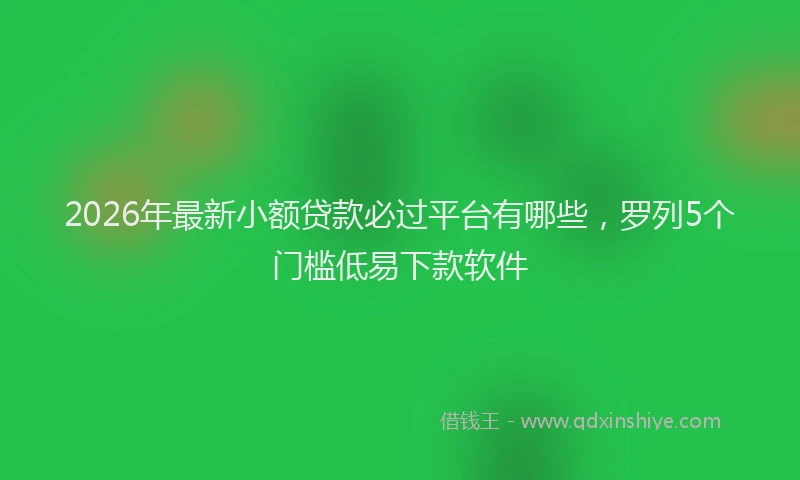 2026年最新小额贷款必过平台有哪些，罗列5个门槛低易下款软件