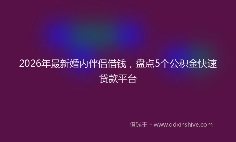 2026年最新婚内伴侣借钱，盘点5个公积金快速贷款平台