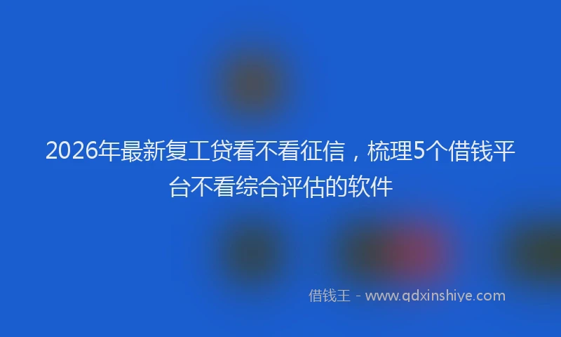 2026年最新复工贷看不看征信，梳理5个借钱平台不看综合评估的软件
